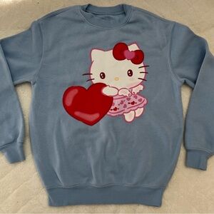 Hello Kitty Light Blue Crew Neck Sweatshirt w/ Red Heart size xxs Sanrio